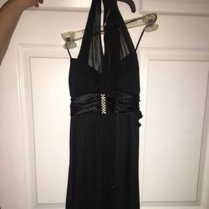 Beautiful Black Dress Mesh Halter Neck